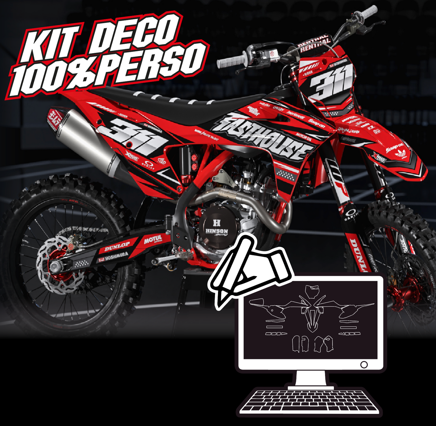 KIT DECO 100% PERSO 50CC/MX 85CC/ MX 125>500cc